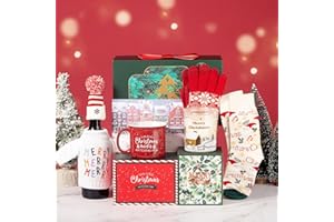 YINUO LIGHT 2023 Christmas Gifts for Women, Unique Holiday Gift for Women, Merry Christmas Gifts Basket Set with Christmas Wine Bottle Cover, Christmas Socks, Relaxing Candle Unique Christmas Gift Idea for Women…