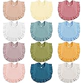 JaGely 12 Pieces Baby Muslin Bibs Bandana Drool Bibs for Boys and Girls Soft Adjustable Baby Cotton Teething and Drooling for Toddler Infant
