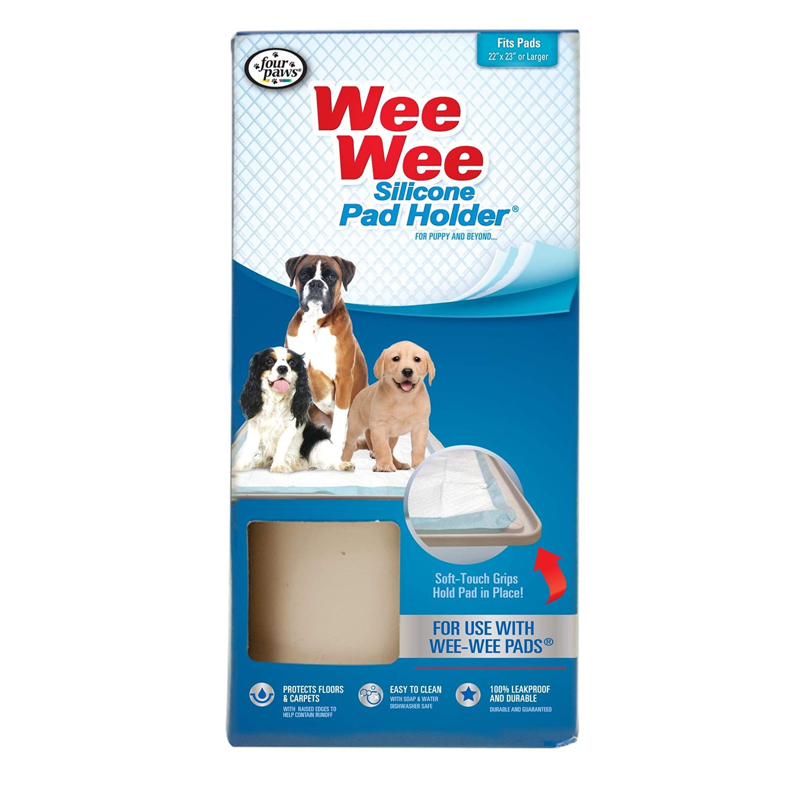 Four Paws Wee-Wee Silicone Pee Pad Holder for Dogs & Puppies, Washable Dog Housebreaking Potty Training Floor Protection, 22" x 23", 1 Count