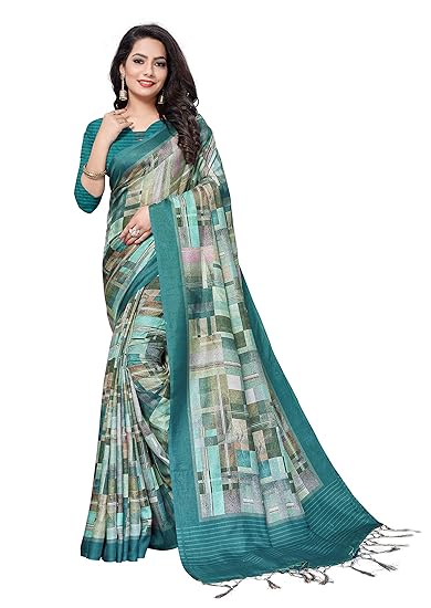Fevinaa organic cotton Digital Printed Saree for Women, With Blouse Piece