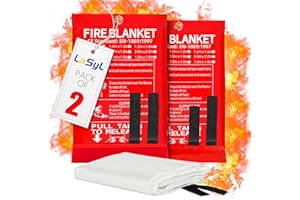 LaSyL Fire Blanket Emergency for Home, 40" x 40"(Pack of 2), Fire Supression Blanket Good for Home Safety, Kitchen, and Camping,Hurricane Preparedness Items