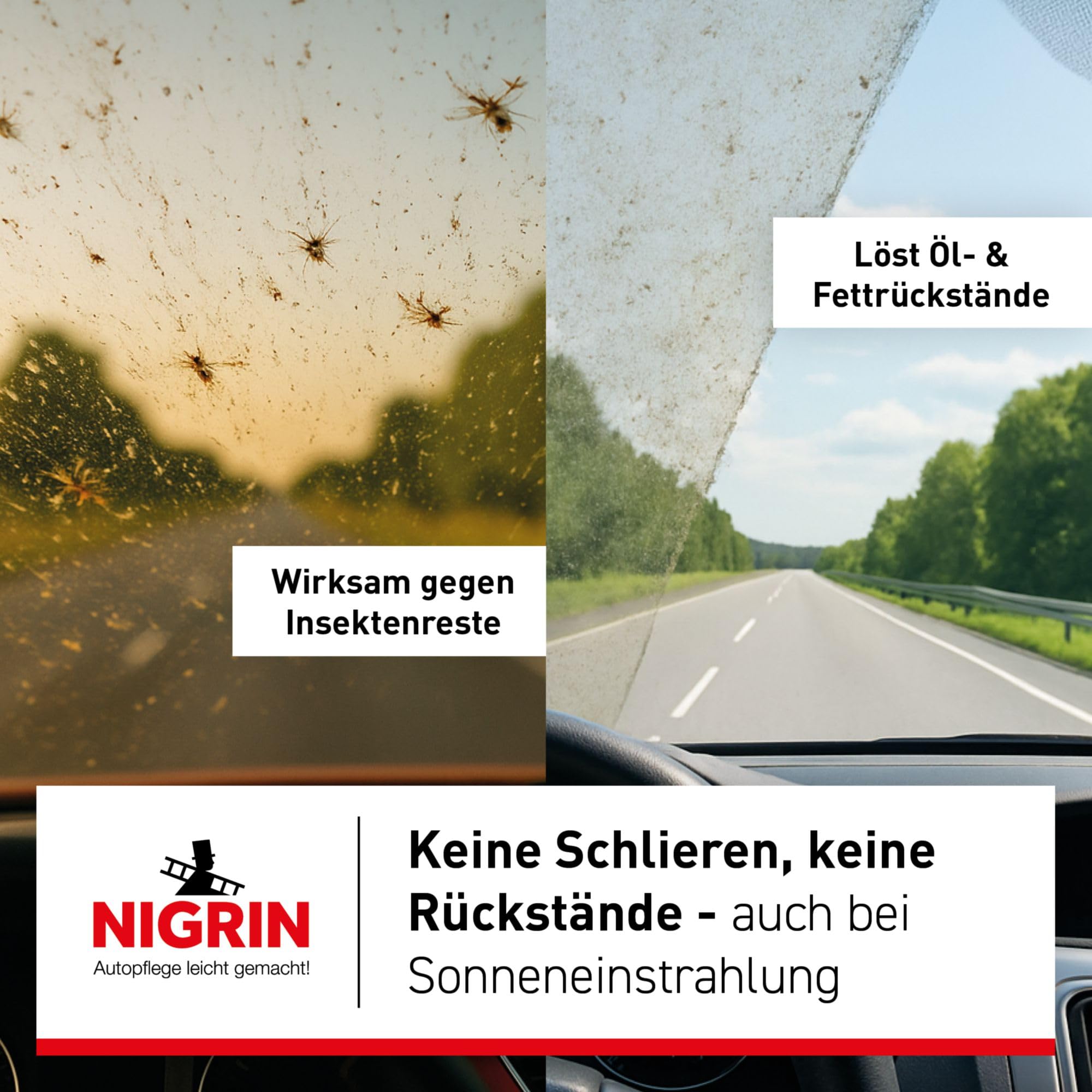 NIGRIN Scheibenklar Konzentrat 1:4 Citrus | 3 Liter | Reinigungszusatz für Autoscheiben und Scheinwerfer | integrierte Ausgießhilfe | entfernt Insekten, Fett | schlierenfrei | sehr ergiebig | ab 5°C 5