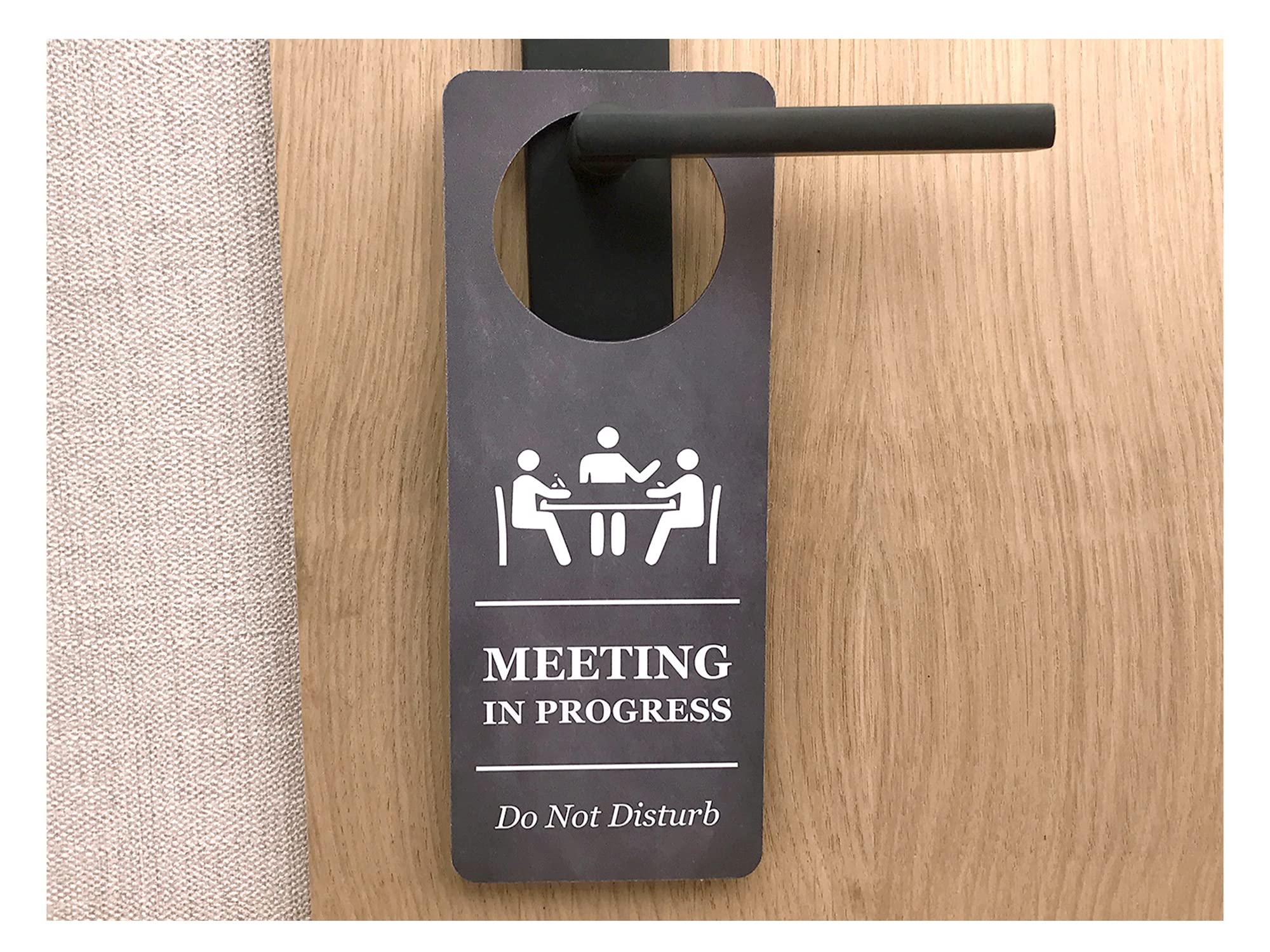 Do Not Disturb Meeting In Progress - Printed Door Hanger Sign - for use in Business, Corporate, Home Office, Hotels, Workplace. Choice of two backgrounds. (Blackboard Effect)