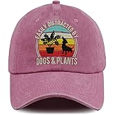 Jeasyunds Easily Distracted by Dogs and Plants Hats, Adjustable Plant and Dog Decor Embroidered Baseball Cap for Men Women