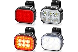 Bike Lights Set, 6 LED Front and Back Rear Bicycle Light, USB Rechargeable Cycling Lights, IP65 Waterproof Mountain Road Cycl