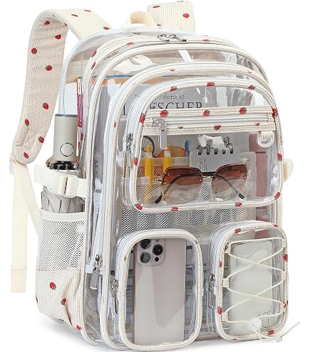 新品タグ付き☆ BETSEY JOHNSON 特大リュック　ポーチ付き Amazon.com | Betsey Johnson Boarder Print Clear Backpack with