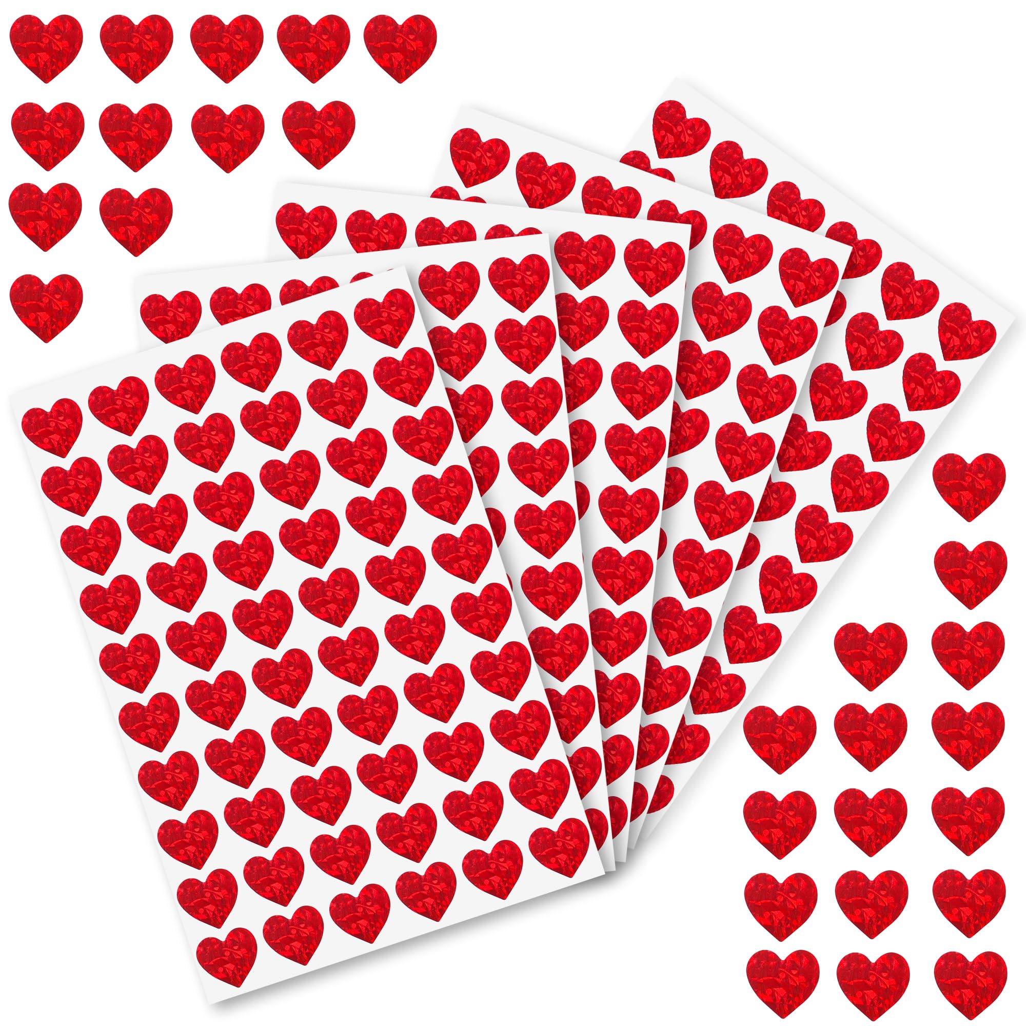 Photo 1 of 1920pcs Heart Stickers, Valentines Stickers, 0.5inch Holographic Glitter Small Mini Red Hearts Sticker Love Stickers for Valentine's Day, Mother's Day, Award Charts, Envelopes, Crafting, Scrapbooking