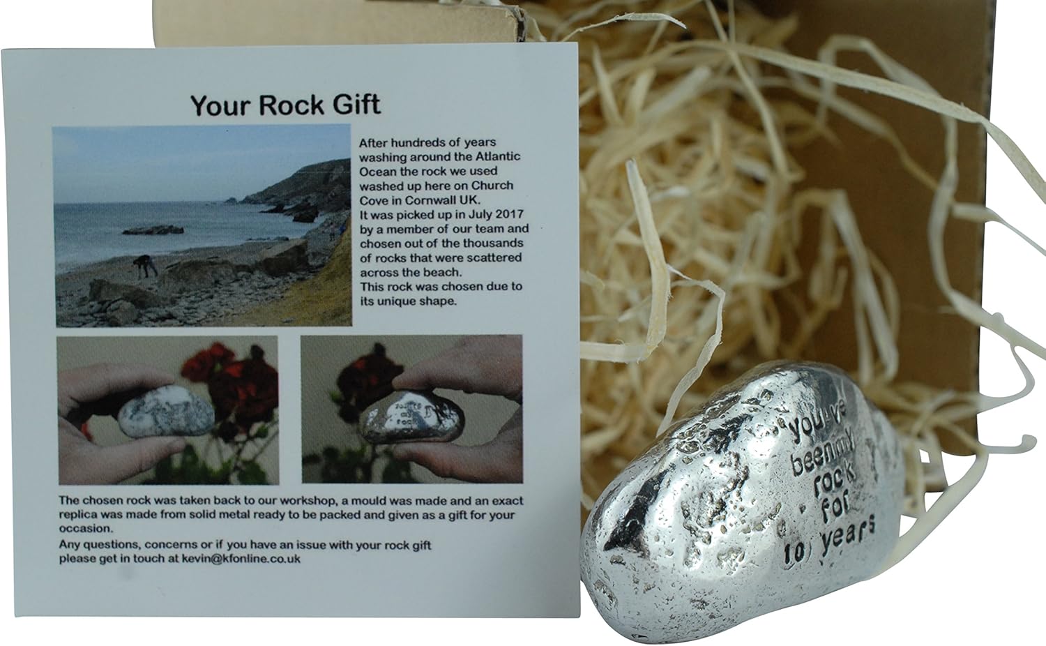 Pirantin 10th For Men or Women Ornament - You've Been My Rock For 10 Years - Solid Metal Heavy Rock, Silver