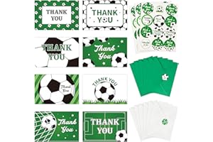 H1vojoxo 96PCS Soccer Thank You Cards with Envelopes and Stickers Thank You Notes Set Sports Ball Greeting Cards for Coach Fo