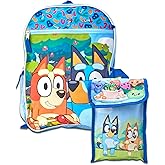 Fast Forward Bluey Kids Backpack and Lunch Box Set - 15" Bookbag Backpack for Boys & Girls with Detachable Lunch Bag Set, Bluey Blue And Friends