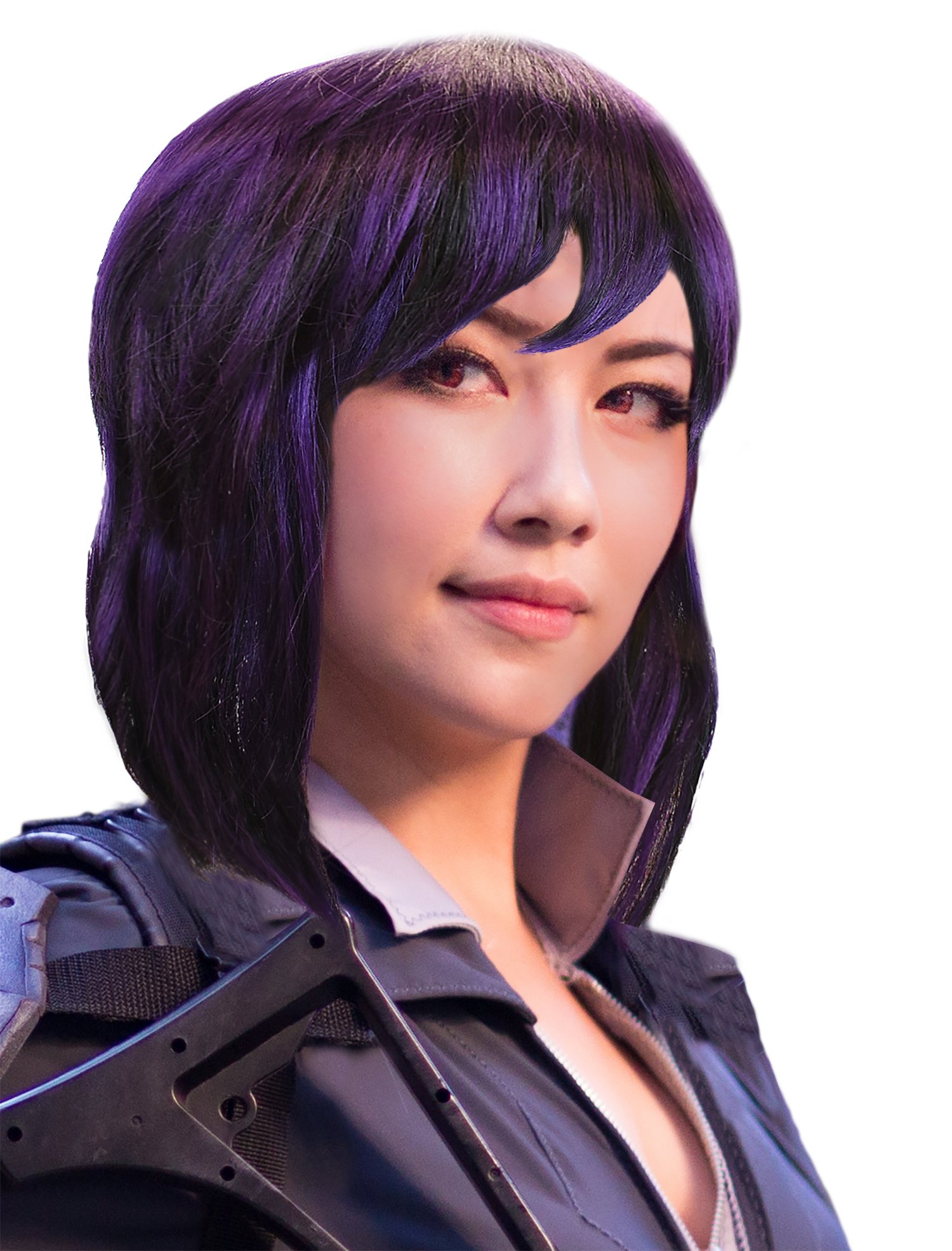 Short Bob Straight Wig with Bangs Purple Hairpiece for Halloween Costume Party Cosplay