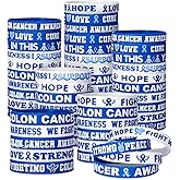 PullCrease 100 Pcs Colon Cancer Awareness Wristbands Bulk 10 Styles Blue Ribbon Silicone Bracelets Colon Cancer Silicone Wristbands with Inspirational Sayings for School Home Office Party Favor Gifts