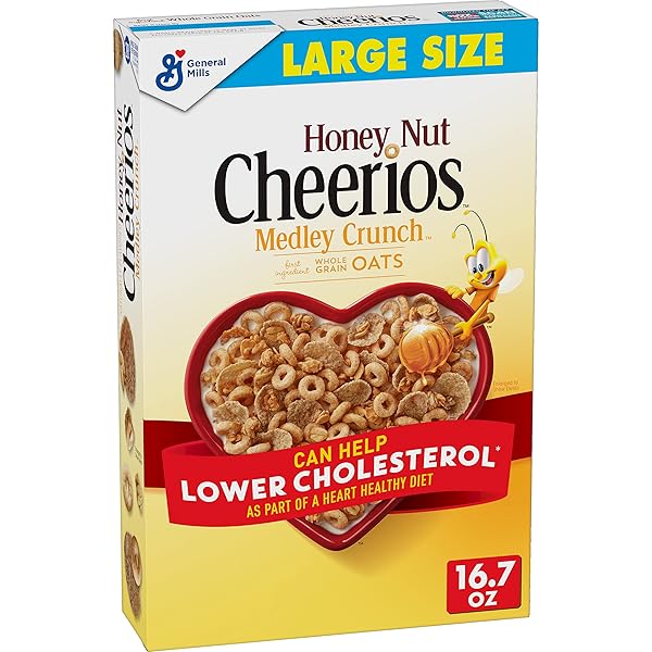 HONEY NUT CHEERIOS MEDLEY CRUNCH, HEART HEALTHY CEREAL, LARGE SIZE, 16.7 OZ