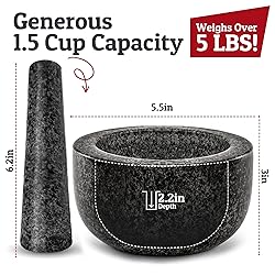 Priority Chef Heavy Duty Mortar and Pestle Set, 1.5
