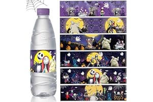 HIGZYOVN 24Pcs Halloween Water Bottle Labels Nightmare Before Christmas Water Bottle Labels Halloween Party Supplies Nightmare Before Christmas Party Decorations Nightmare Before Christmas Birthday Decor