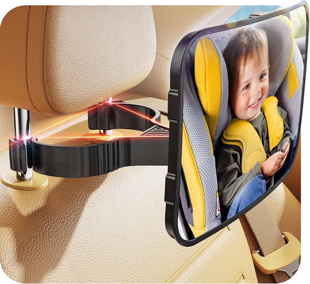 TAZENI Car Mirror for Baby for Rear-Facing Car Seat, Ultra Stable Hook Clip | Shatterproof, 360° Adjustable View Angle, Super