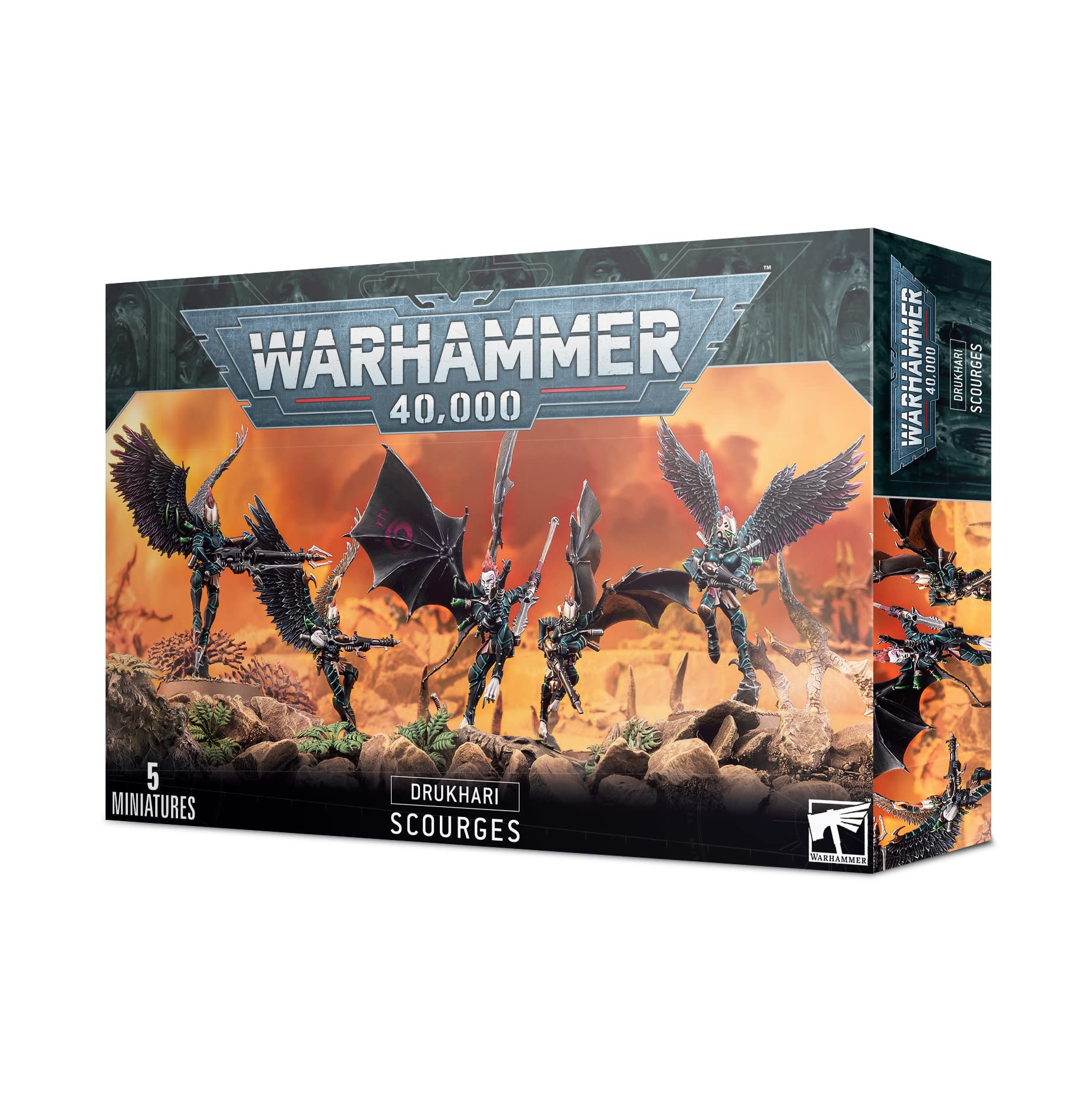 GAMES WORKSHOP 99120112029" Drukhari Scourges Miniature, Black