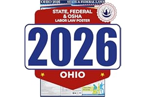 COMPLIANCE AUDIT CENTER 2026 Ohio State and Federal Labor Law Poster - OSHA Workplace Compliant - Mandatory Regulations Posting for Employees - All-In-One Required Compliance Posting 17" x 40" - Laminated