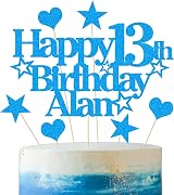 EDSG Personalised Happy Birthday Cake Topper Multicolour Glitter Blue view 7