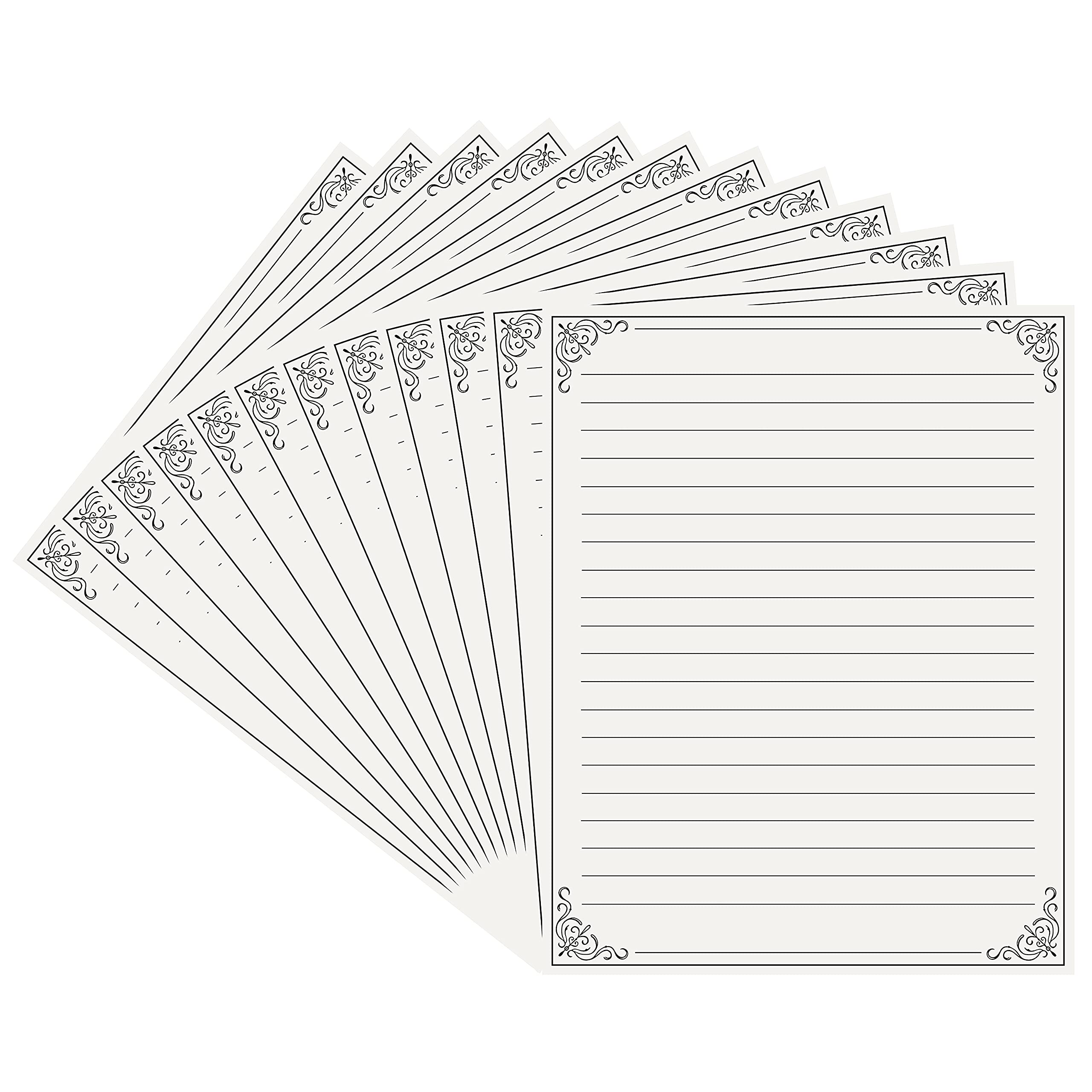 Belle Vous 48 Pack A4 Vintage Stationery Writing Paper - 28 x 21.5 cm / 11 x 8.5 inches - Letter Size Lined Sheets - Cream Paper Set for Letter Writing, Crafts, Invitations, Poems, and More