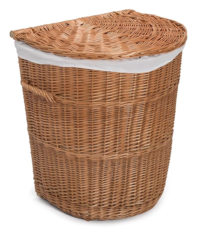 Prestige Wicker Half Round Willow Laundry Basket Lined, Natural