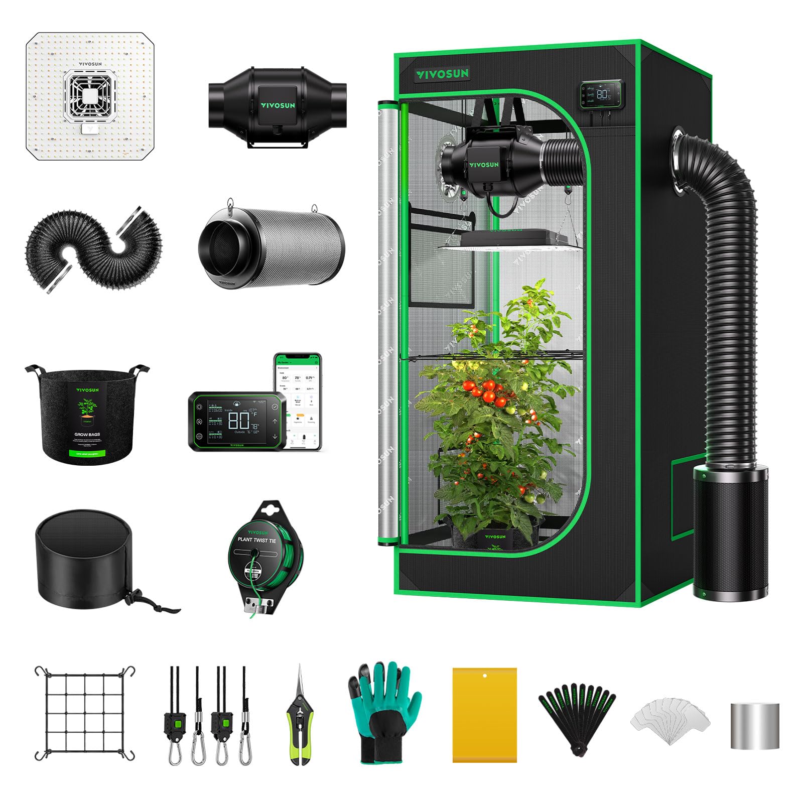 Smart Growbox Komplettset GIY-SGS-22 60 x 60 x 120 cm, Komplettsystem für 1 Pfla