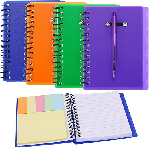 SATINIOR Set of 4 Spiral Notebook Steno Notebook Pocket