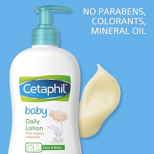 CETAPHIL BABY DAILY LOTION WITH ORGANIC CALENDULA |VITAMIN E | SWEET ALMOND & SUNFLOWER OILS |13.5 FL. OZ