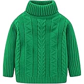 Mud Kingdom Little Kids Cable Knit Sweater Unisex Long Sleeve Solid Color Pullover