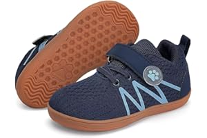 WateLves Wide Toddler Barefoot Shoes Little Kids Boys Girls Walking Tennis Sneakers with Breathable Mesh Zero Drop Sole Adjustable Strap