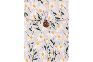 CAYEELU Embroidery Daisy Sleeve Pouch for 6 Inch eBook/E-Reader (White Beige)
