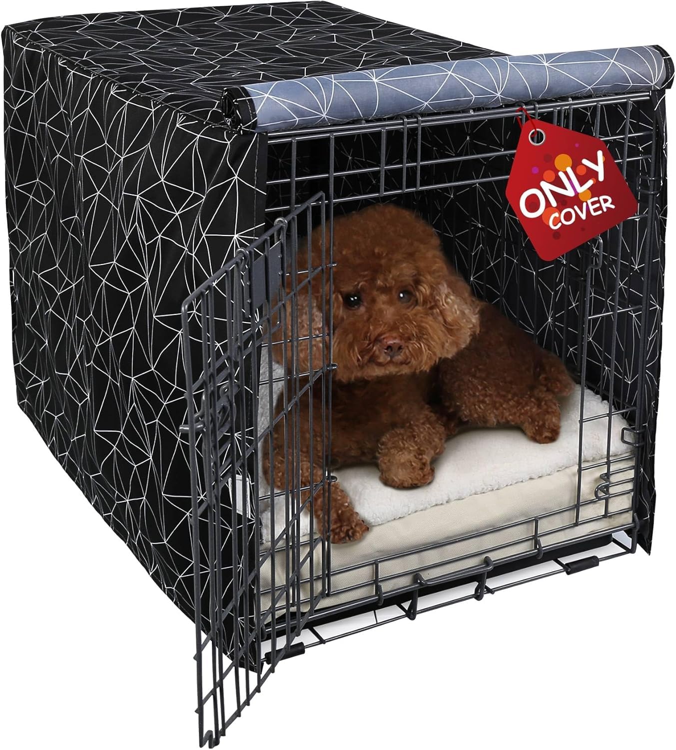 Photo 1 of Explore Land Pattern Dog Crate Cover for 18 Inches Wire Cage, Heavy-Duty Polyester 1 2 3 Doors Standard Metal Pet Kennel Enclosure (Brief Polygonal)