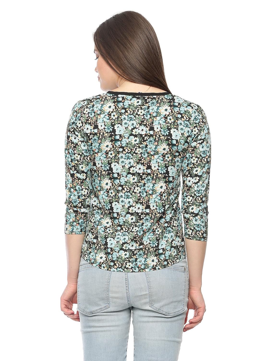 vvoguish dark green flower print top