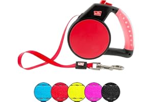 Wigzi Retractable Gel Pet Leash, Large, Red