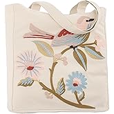 Perseverance Trade Aesthetic Embroidery Tote Bag for Lady Cute Reusable Canvas Shoulder Bag for Girls Women Shopping Grocery