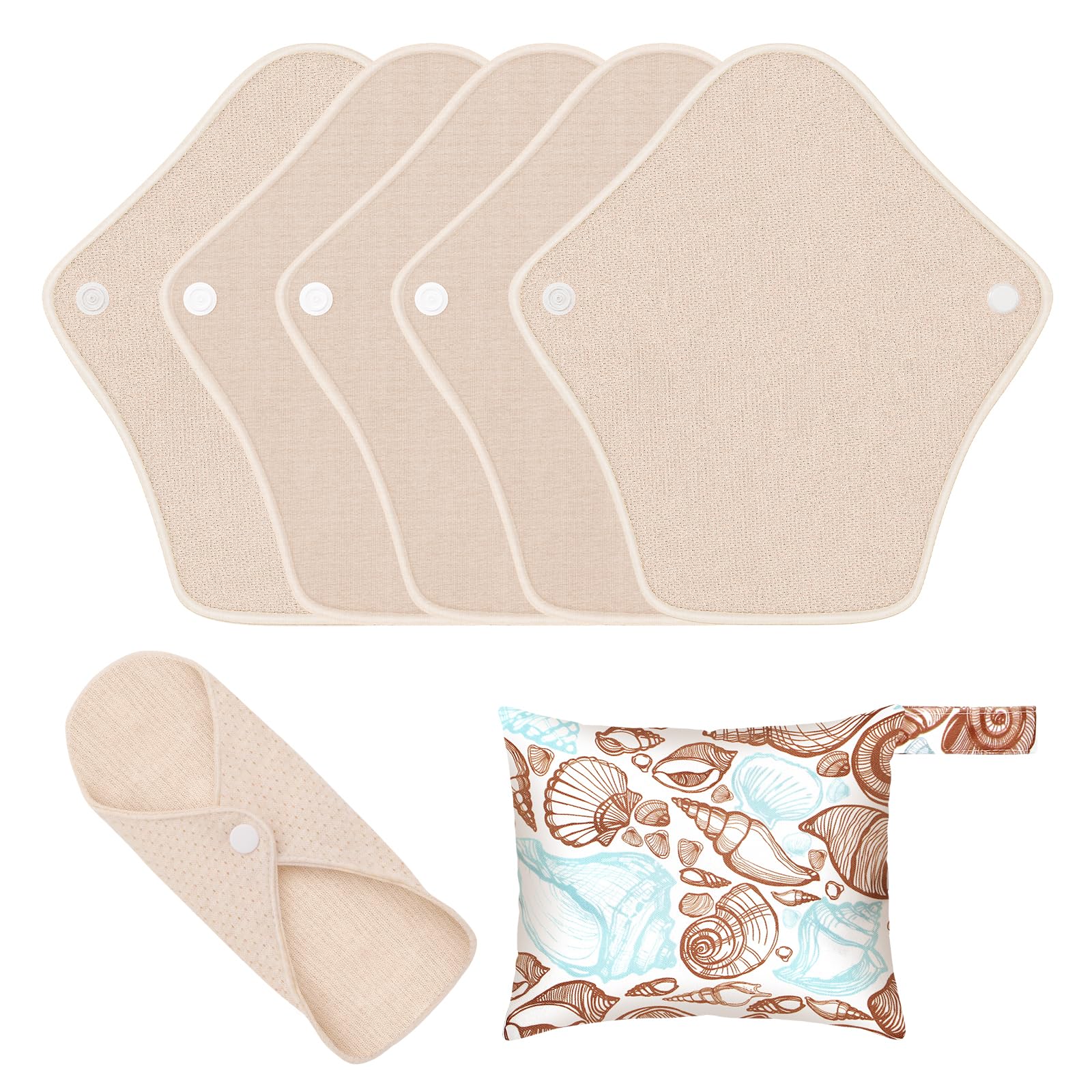 Washable Sanitary Pads Set,5Pcs Reusable Sanitary Napkin, Menstrual Panty Pads for Girls/Women, Leak-Proof, Washable, Soft, Absorbent - Intimate Set with 1 Waterproof Storage Bag