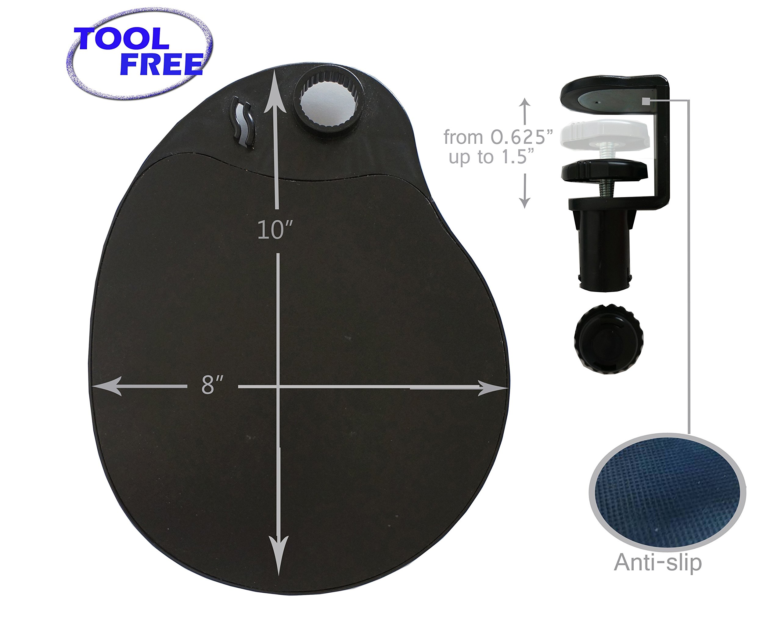 Clamp on Mouse Platform / Clip on Mouse Pad Rotating 360 Degree, Adjustable Ergonomic Mouse Tray