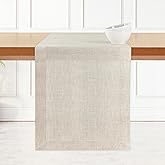D'Moksha Homes Linen Light Natural Table Runner 102 Inches Long - 100% Pure Linen Dining Table Runner 14 x 102 Inch for Mothers Day, Spring, Easter - Machine Washable