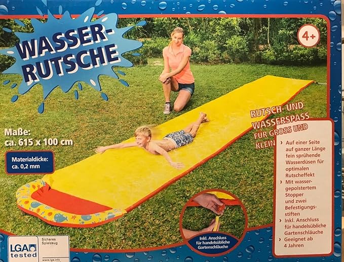 RB&G trade Wasserrutsche Wasserbahn Gartenrutsche Badespaß 615 x 100 cm (Gelb)