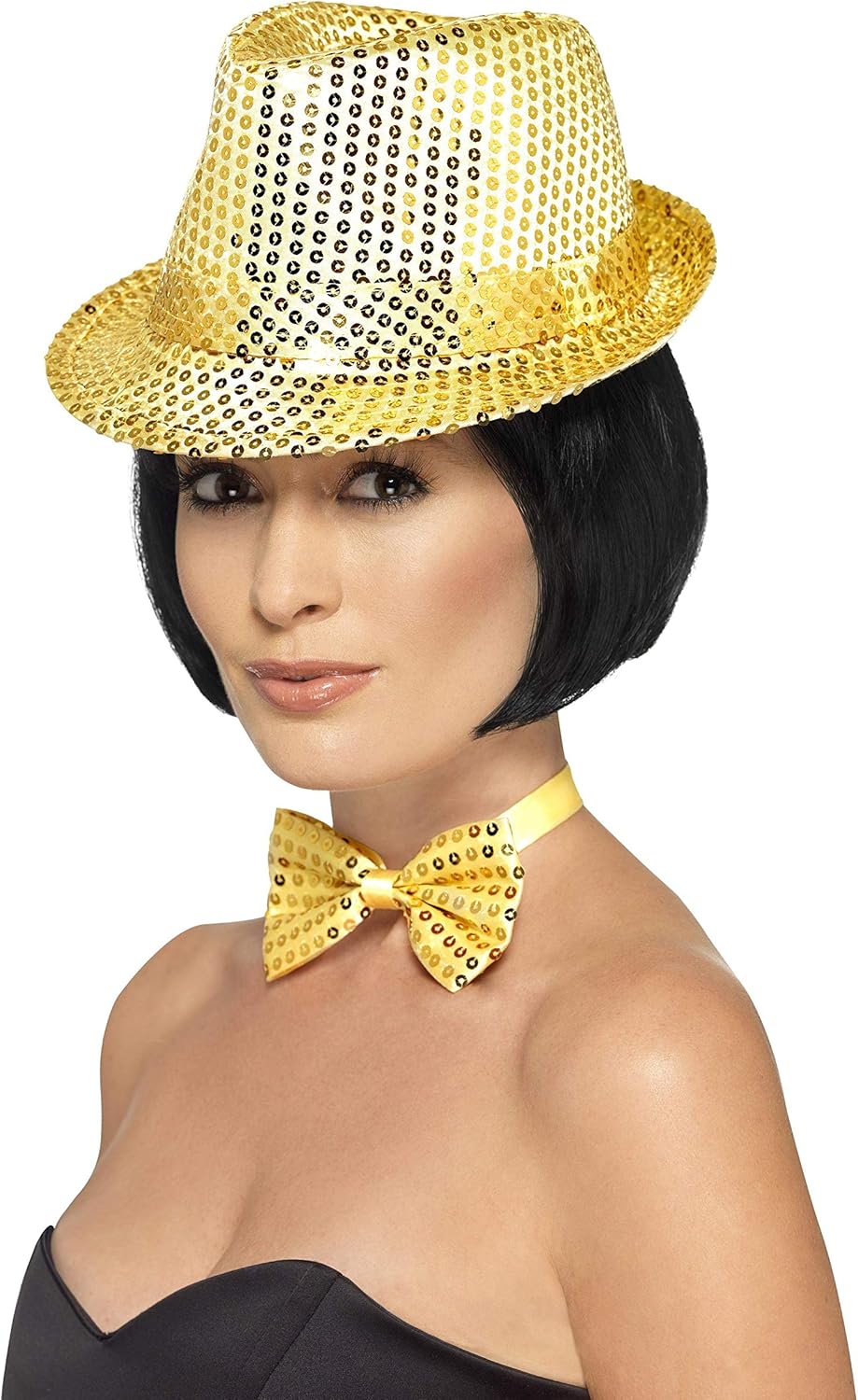 Smiffys Sequin Trilby Hat, Gold , Funny Fancy Dress, Comedy Dress Up Hats
