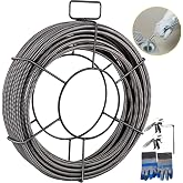 VEVOR Drain Cleaning Cable 75ft x 1/2 inch Solid Core Cable Sewer Cable, Drain Auger Cable Cleaner, Snake Clog Pipe Drain Cleaning Cable W/Four Shapes of Cutters