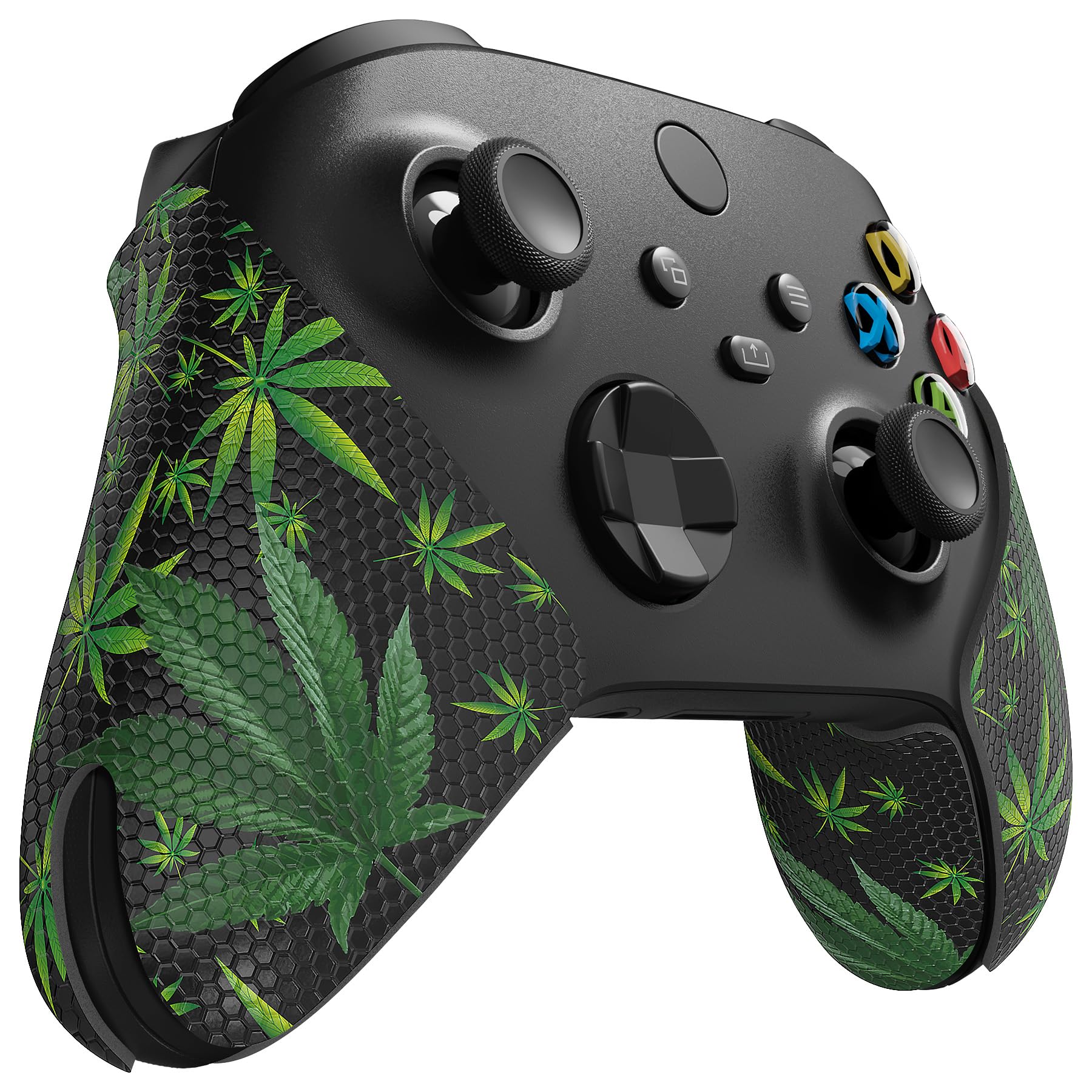 eXtremeRate PlayVital Anti-Slip Sweat-Absorbent Controller Grip for Xbox Core Wireless Controller, Professional Textured Soft Rubber Pads Handle Grips for Xbox Series X/S Controller - Green Weeds