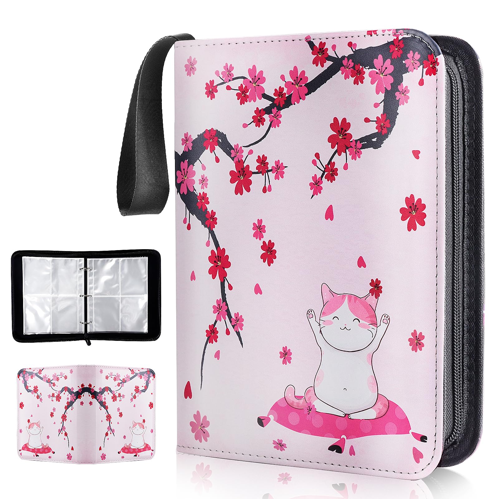Photo 1 of Pafvue Card Binder 4 Pocket Trading Card Binder 400 Pockets Card Holder Collection Organizer with 50 Removable Sleeves and Zipper, Collector Binder for Boys Girls (Pink, 400 Pockets)