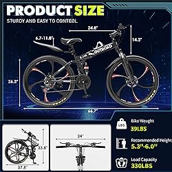 Max4out 26 Inch Folding Mountain Bike, 21 Speed