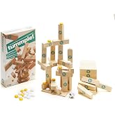 Tummple, Wooden Block Stacking Tower Game, 2+ Players, 54 Bricks &amp; 25 Tumps | Strategy and Dexterity, 54 Rubberwood Bricks, 25 Tumps and Die, For Ages 8+