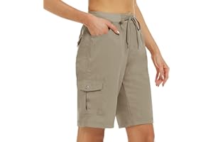 MoFiz Women's 10" Hiking Cargo Shorts 6 Pockets Lightweight Quick Dry Outdoor Running Athletic Short Summer Travel Loose