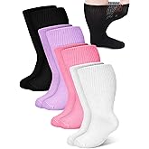Bunnycool 4 Pairs Extra Wide Socks Swollen 30" Lymphedema Bariatric Socks Non Binding Loose Fit(10-13,Bright Color)