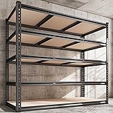 REIBII 48" W Garage Shelving Heavy Duty, 3000LBS Storage Shelves, 5-Tier Adjustable Metal Shelving, Garage Shelves Sturdy Industrial Shelf, Easy Assemble, 72" H x 48" W x 18" D