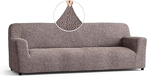 Couch Cover - Sofa Cover - Sofa Slipcover - Soft Polyester Fabric Slipcover - 1-Piece Form Fit Stretch Stylish Furniture Cover - Microfibra Collection - Cappuccino (Sofa)