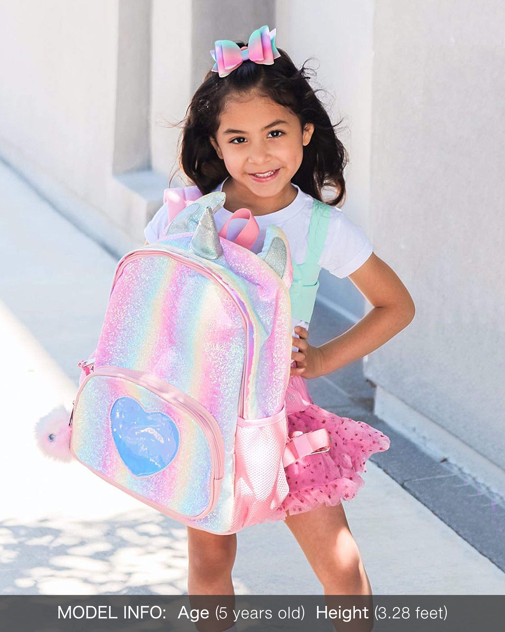 mibasies Girls Backpack for Kids, Unicorn Backpack for Girls, Glitter Rainbow Elementary School Backpack（Glitter Rainbow）